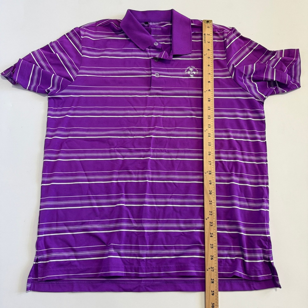 Adidas Golf Puremotion Purple Striped Polo Shirt Men's Sz L Spring Island Golf - Picture 6 of 11